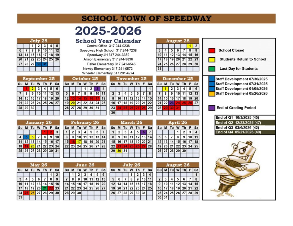 speedway schools calendar