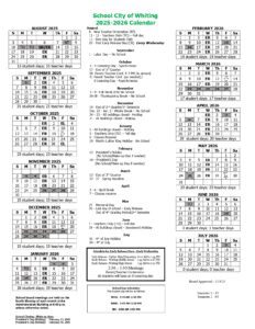 School City of Whiting calendar