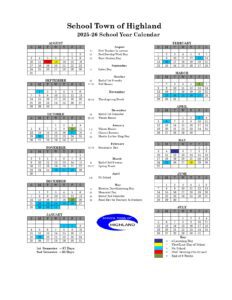 School Town of Highland calendar