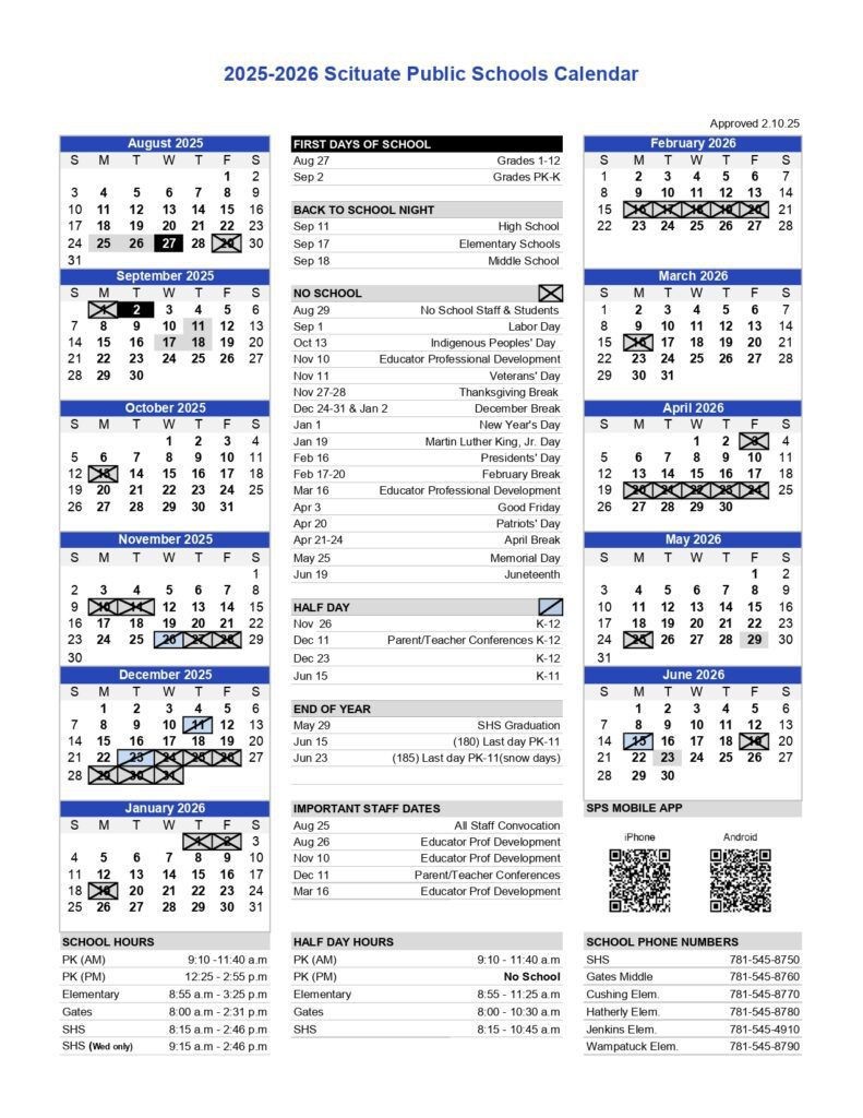 Scituate Public Schools CALENDAR