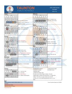 Taunton Public schools calendar