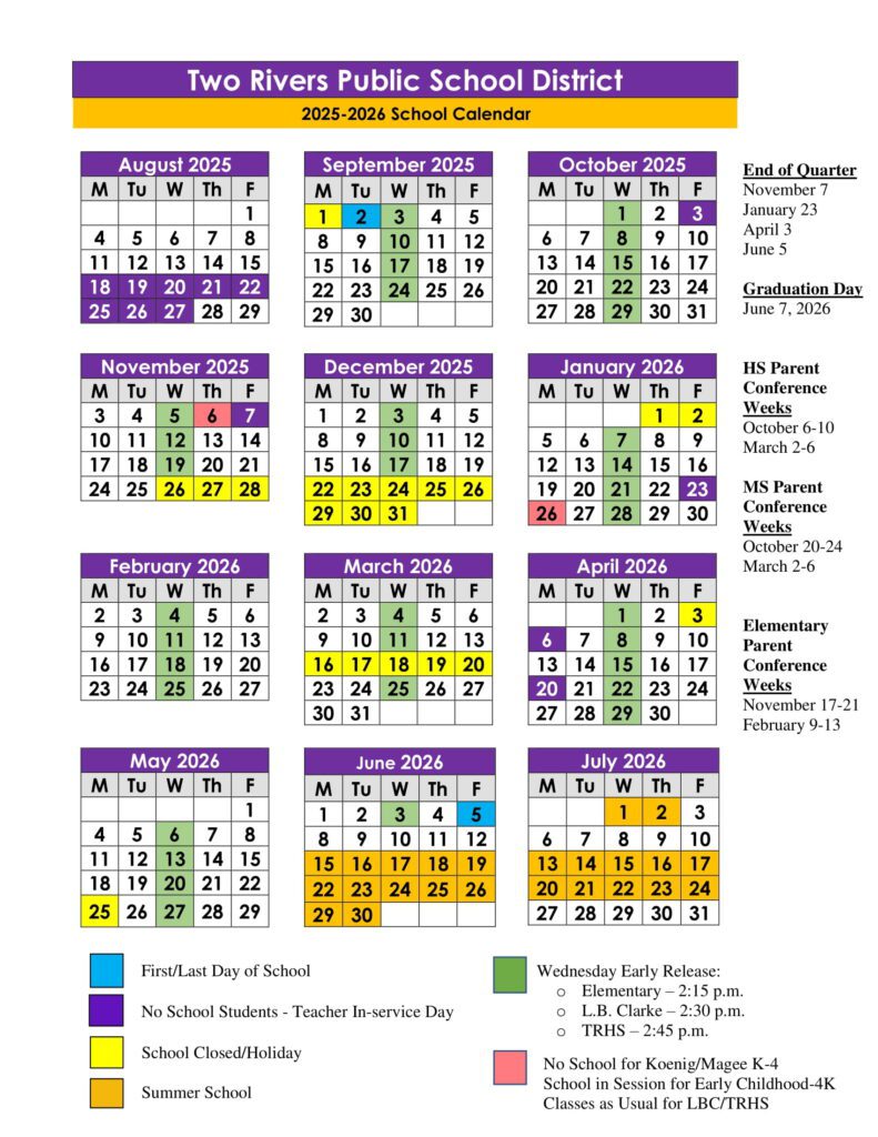 Two Rivers Public School District CALENDAR