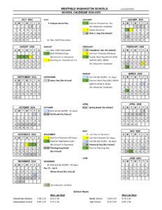westfield washington schools calendar
