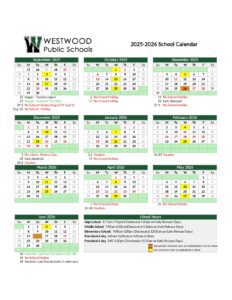 WESTWOOD Public Schools CALENDAR