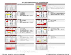 Wes-Del Community Schools 25-26, calendar