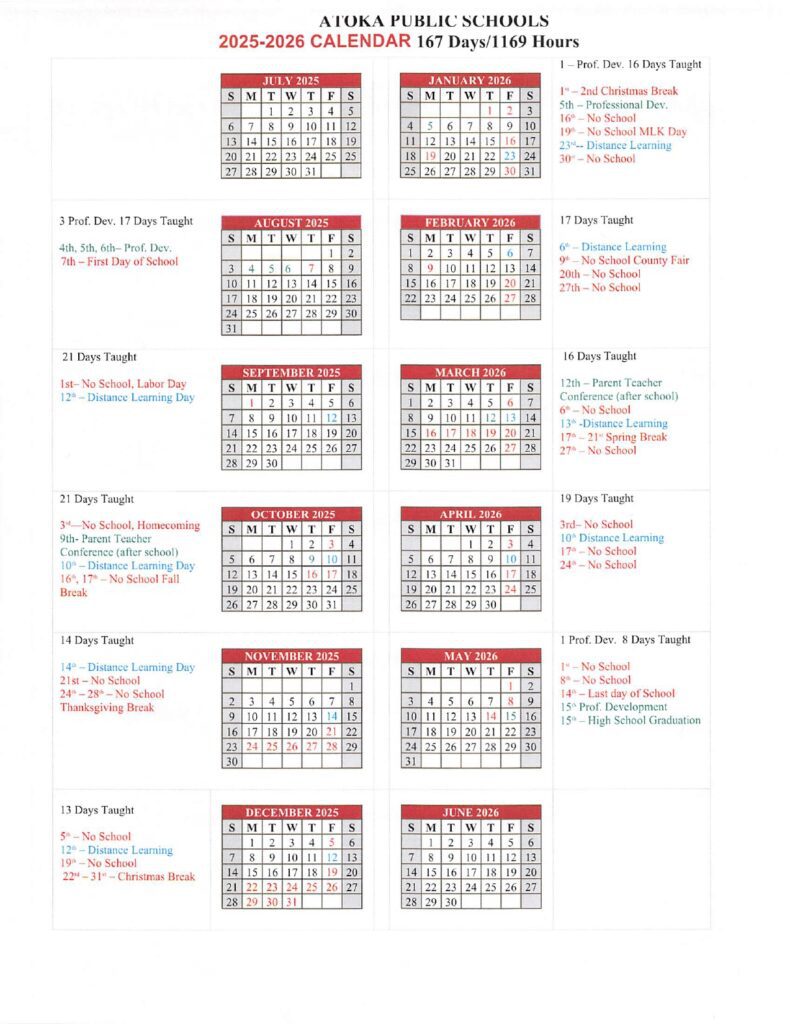 ATOKA PUBLIC SCHOOLS 25-26 calendar