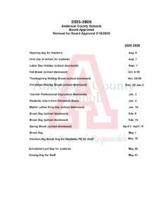 ANDERSON COUNTY SCHOOLS calendar