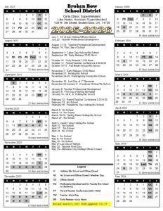 Broken Bow Schools calendar