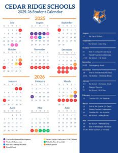 CEDAR RIDGE SCHOOLS calendar