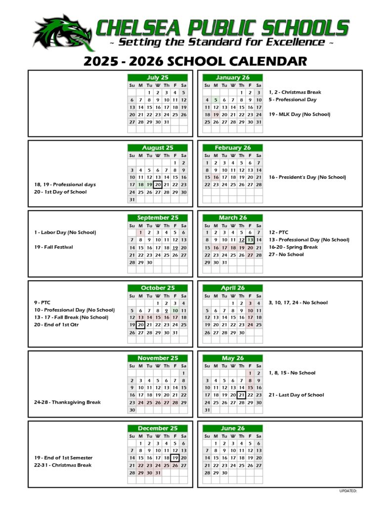 Chelsea Public Schools CALENDAR