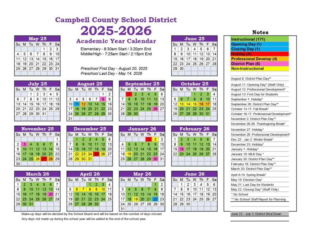 campbell school calendar