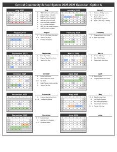 Central Community School System CALENDAR