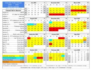 Checotah School District calendar