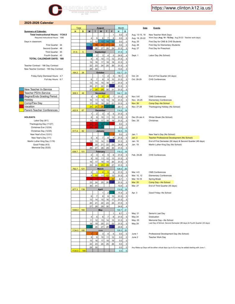 Clinton Community School District _ calendar