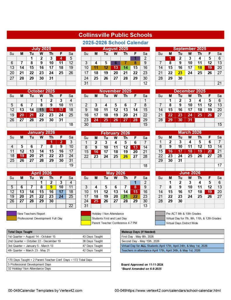 Collinsville Public Schools calendar