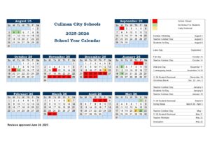 Cullman City Schools 25-26, 1 CALENDAR