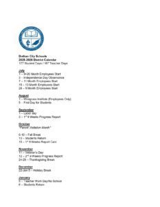 Dothan City Schools CALENDAR