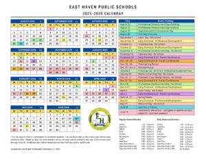 EAST HAVEN PUBLIC calendar