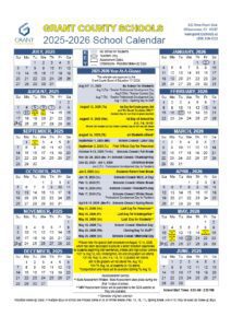 Grant County Schools calendar