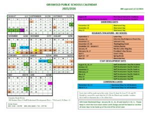 Griswold Public Schools calendar