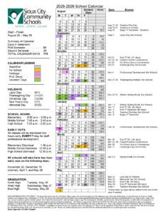 Sioux City Community School calendar