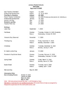jackson parish school district calendar
