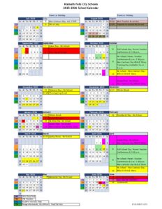 Klamath Falls City Schools calendar