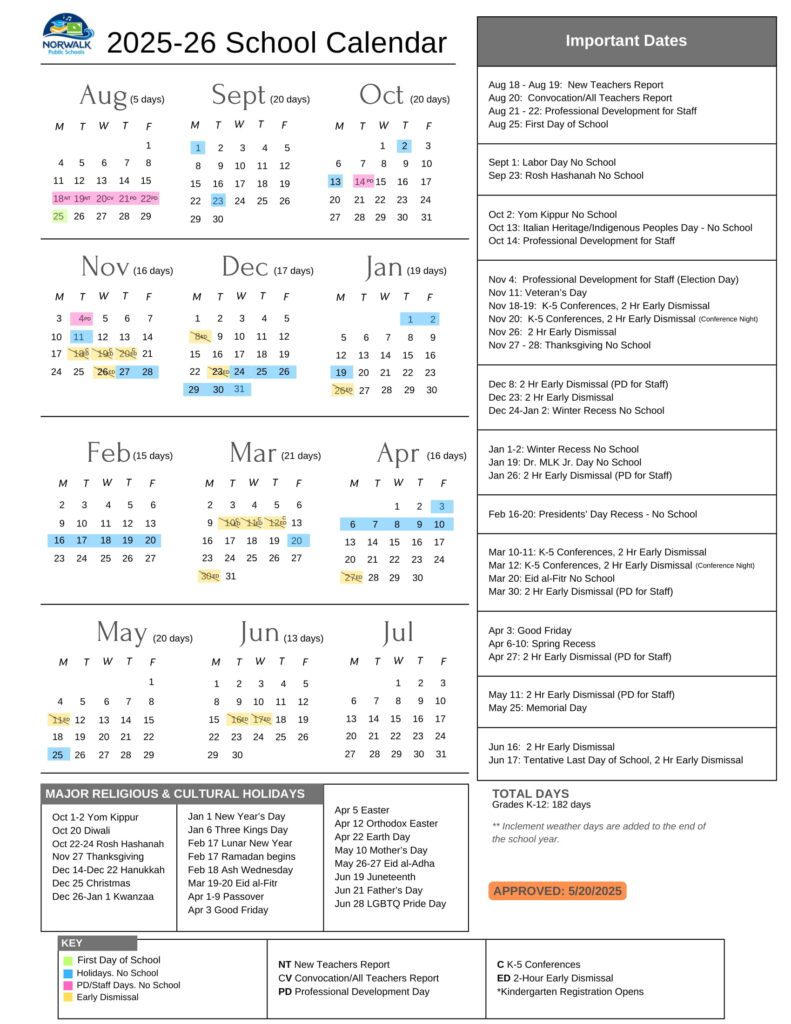 norwalk public schools calendar