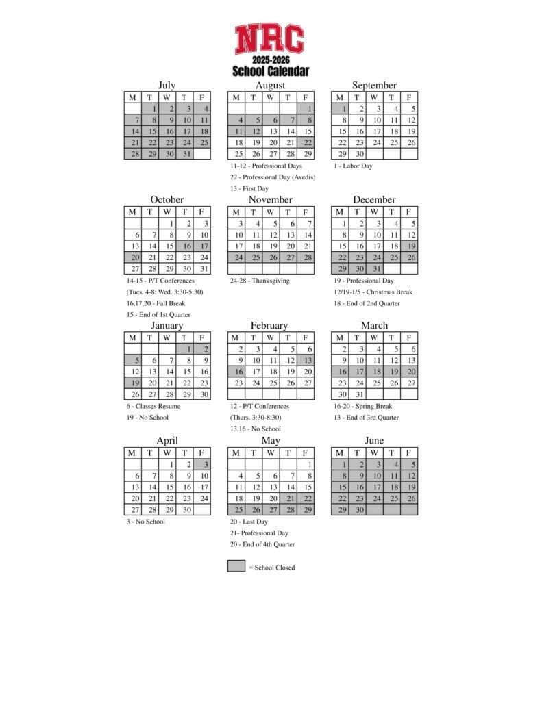 north rock creek NRC school calendar