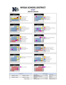 Nyssa School District 26 calendar or