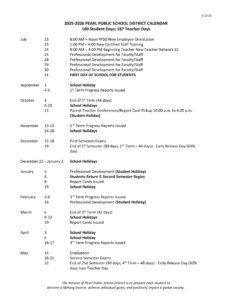 Pearl Public School District CALENDAR