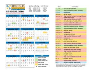 region 16 Calendar
