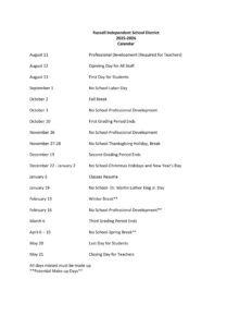 Russellville Independent School District calendar