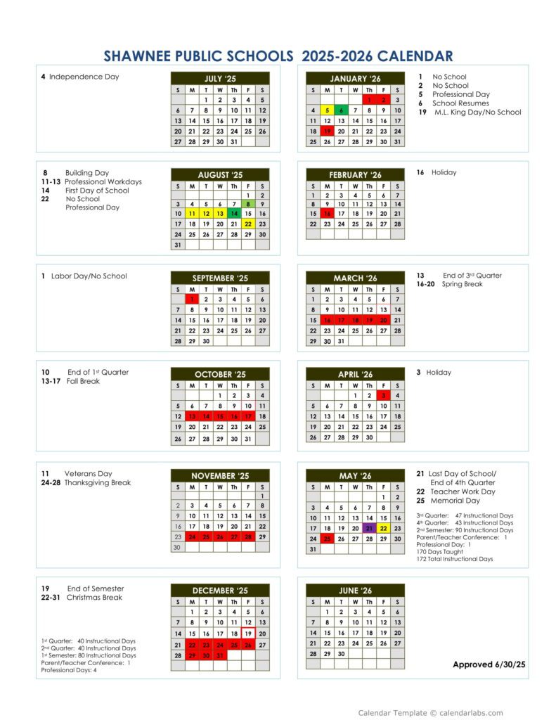 shawnee schools calendar