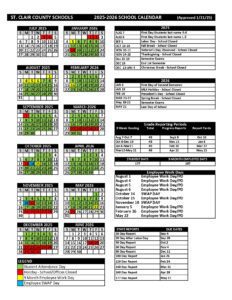 St. Clair County Schools calendar