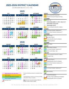 SEASIDE SCHOOL DISTRICT CALENDAR