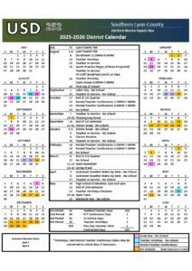 Southern Lyon County calendar