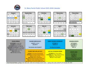 St. Mary Parish Public Schools calendar