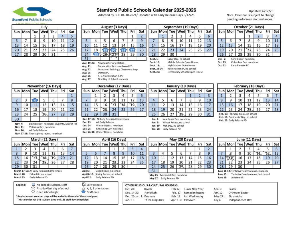 stamford public schools calendar