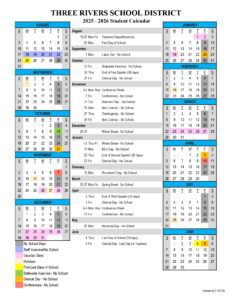 THREE RIVERS SCHOOL DISTRICT 25-26 calendar