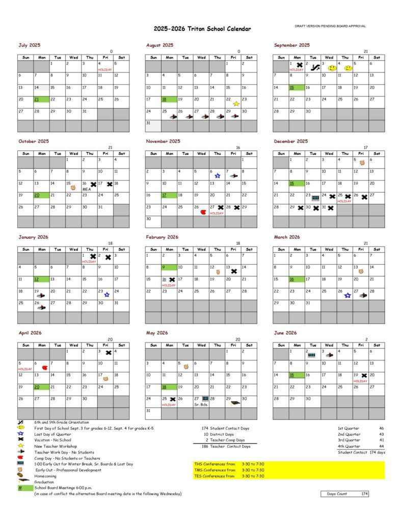 TRITON PUBLIC SCHOOLS calendar