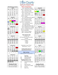 UNION COUNTY PUBLIC SCHOOL CALENDAR