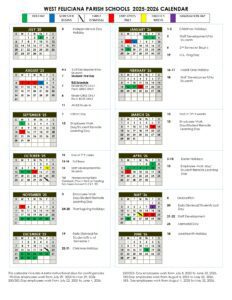 West Feliciana Parish Schools calendar