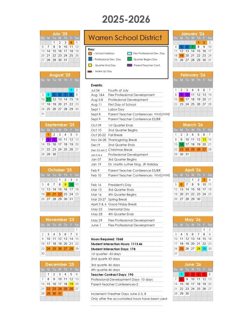 Warren School District - calendar