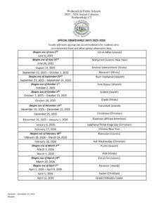 Wethersfield Public Schools (1) calendar