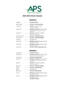 Alpena Public Schools calendar