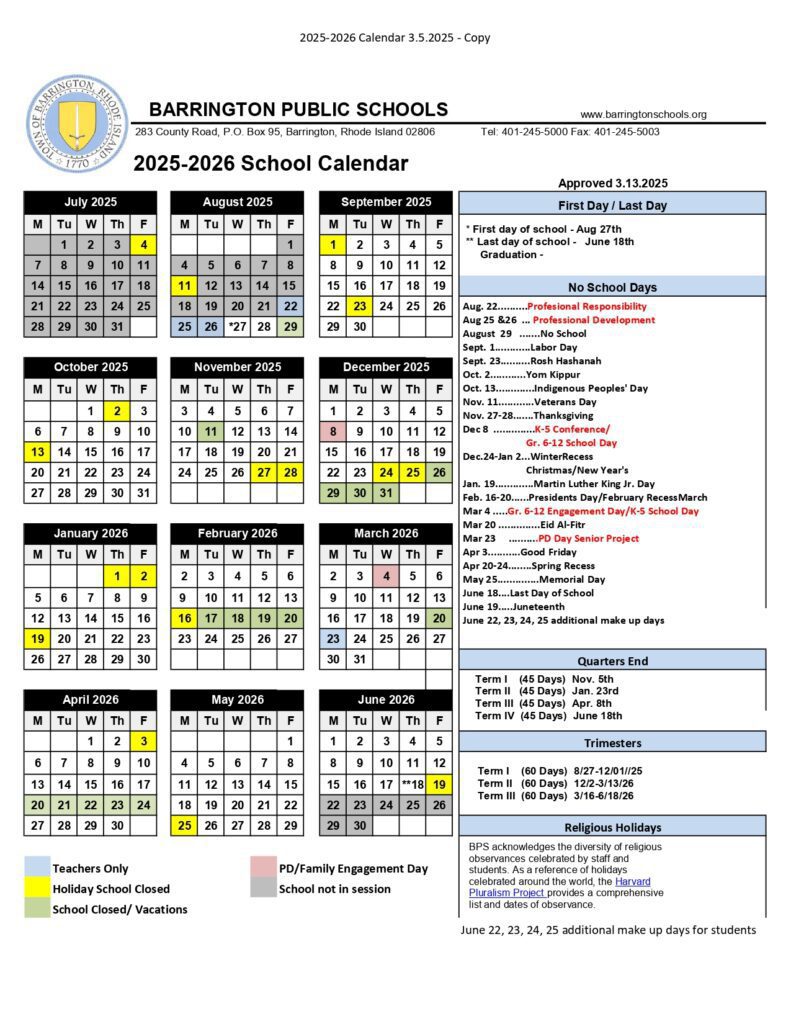 BARRINGTON PUBLIC SCHOOLS 25-26