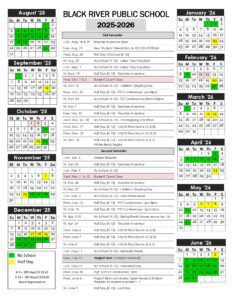 Black River Public School calendar
