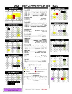 Blair Community Schools calendar