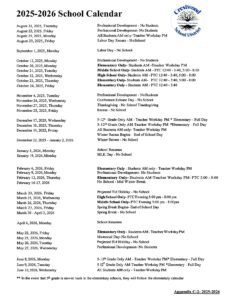 Crestwood School District 25-26 calendar